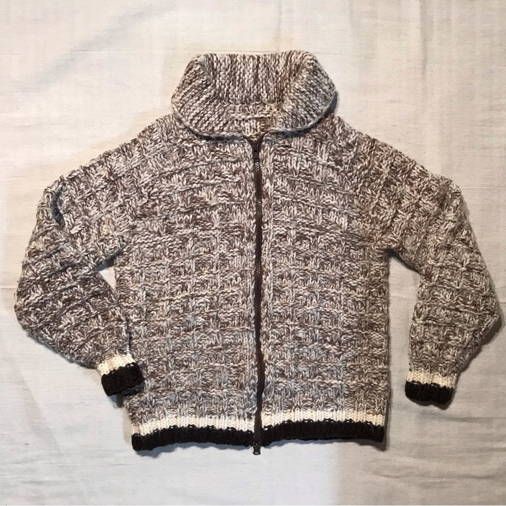 Chunky Hand Knit F-Zip Sweater (L)